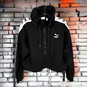 PUMA *NWT hooded zipper jacket black cotton stretch women's large